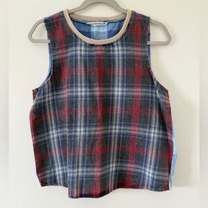 Hippie Laundry Plaid Two Tone Boho Cotton Crewneck Tank size medium
